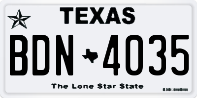 TX license plate BDN4035