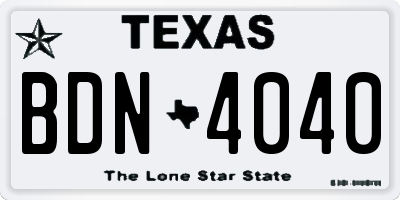 TX license plate BDN4040