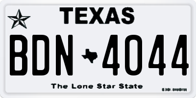 TX license plate BDN4044