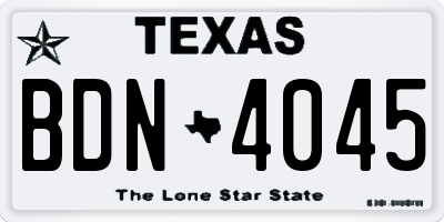 TX license plate BDN4045