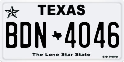 TX license plate BDN4046