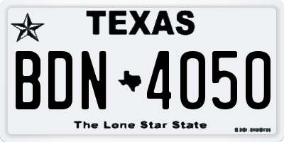TX license plate BDN4050