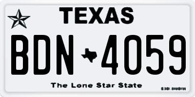TX license plate BDN4059