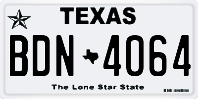 TX license plate BDN4064
