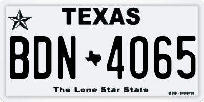 TX license plate BDN4065