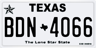 TX license plate BDN4066