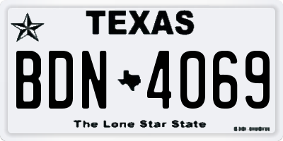 TX license plate BDN4069