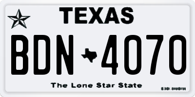 TX license plate BDN4070