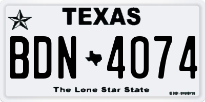 TX license plate BDN4074