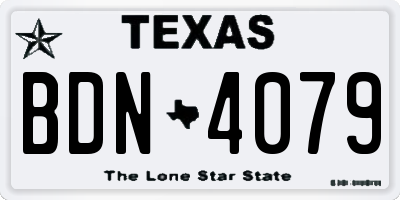 TX license plate BDN4079