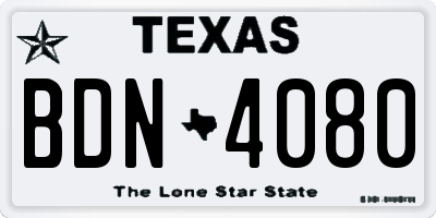 TX license plate BDN4080