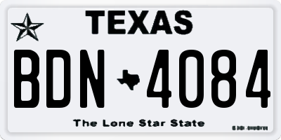 TX license plate BDN4084
