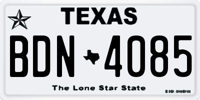 TX license plate BDN4085