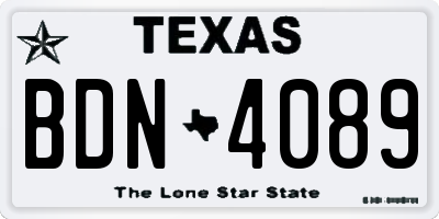 TX license plate BDN4089