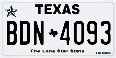 TX license plate BDN4093
