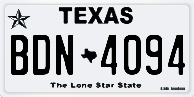 TX license plate BDN4094
