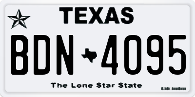 TX license plate BDN4095