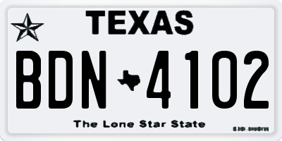 TX license plate BDN4102