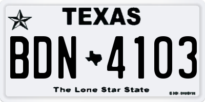 TX license plate BDN4103