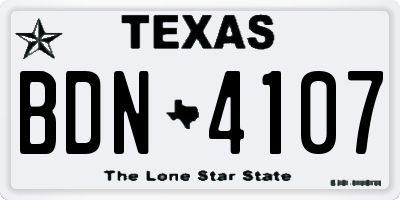TX license plate BDN4107