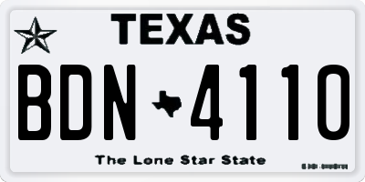 TX license plate BDN4110