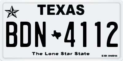 TX license plate BDN4112