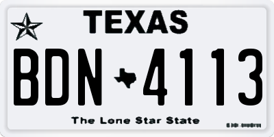 TX license plate BDN4113