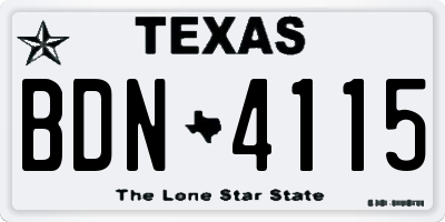 TX license plate BDN4115