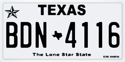 TX license plate BDN4116