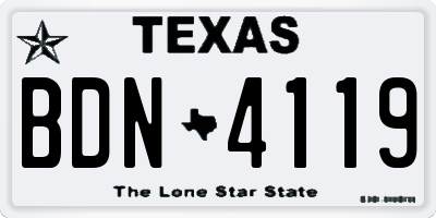 TX license plate BDN4119
