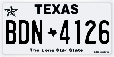 TX license plate BDN4126