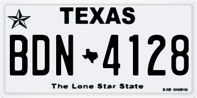 TX license plate BDN4128
