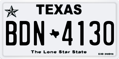 TX license plate BDN4130