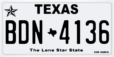 TX license plate BDN4136