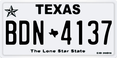 TX license plate BDN4137