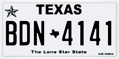 TX license plate BDN4141