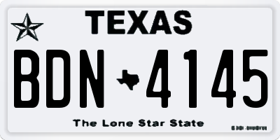 TX license plate BDN4145