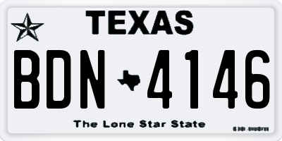 TX license plate BDN4146