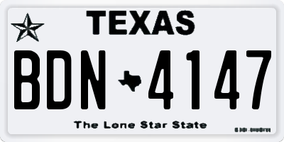 TX license plate BDN4147