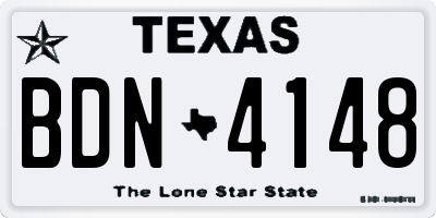 TX license plate BDN4148