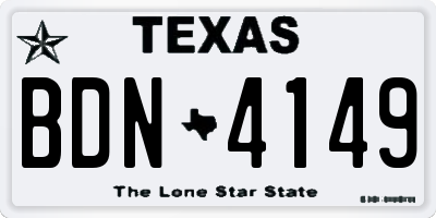 TX license plate BDN4149