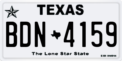 TX license plate BDN4159