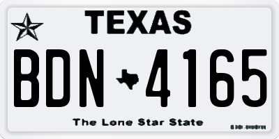 TX license plate BDN4165