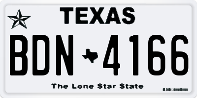 TX license plate BDN4166