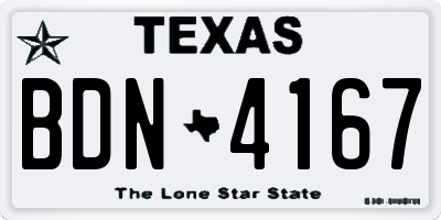 TX license plate BDN4167