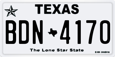 TX license plate BDN4170