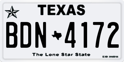 TX license plate BDN4172