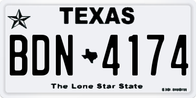 TX license plate BDN4174