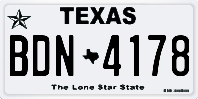 TX license plate BDN4178