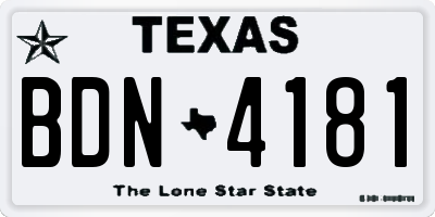 TX license plate BDN4181